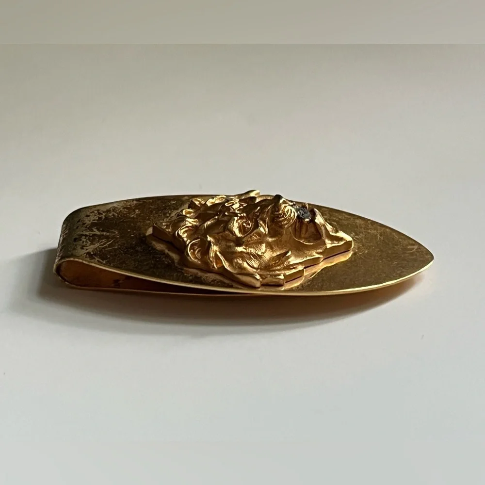Vintage Gold Tone Lion Money Clip